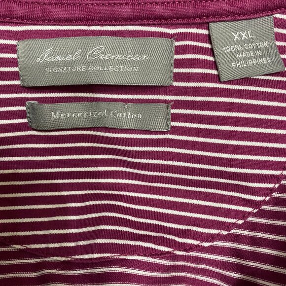 XXL Daniel Cremieux Mens Maroon Pinstriped Polo Shirt - Picture 3 of 5